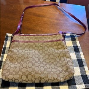 Coach Tan and Purple Crossbody Bag